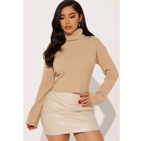 NEW! BOGO Fashionnova- Camel Tan Long Sleeve Leona Pullover Turtleneck Sweater - Picture 1 of 6